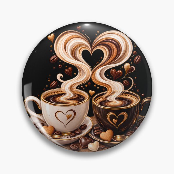 Item preview, Coffee for Two | Romantic Coffee Cups with Heart Steam designed and sold by CalmMandala.