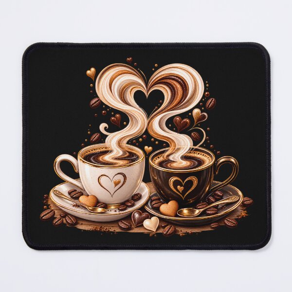 Item preview, Coffee for Two | Romantic Coffee Cups with Heart Steam designed and sold by CalmMandala.