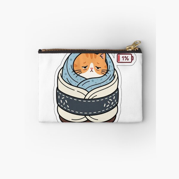 Item preview, Social Battery 1% Cat Sushi Roll Sticker, Funny Introvert & Bed Rotting Kitty Decal designed and sold by KreatoLab.
