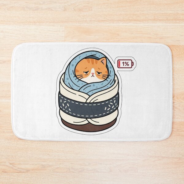 Item preview, Social Battery 1% Cat Sushi Roll Sticker, Funny Introvert & Bed Rotting Kitty Decal designed and sold by KreatoLab.