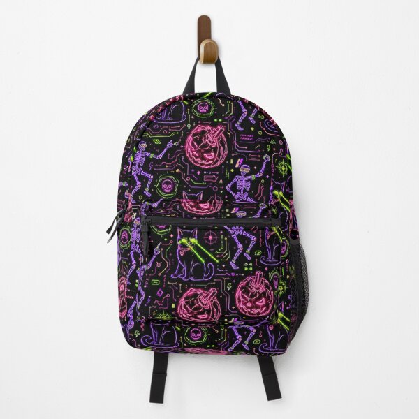 Item preview, Neon Cyberpunk Laser Eyes Cat Halloween Seamless Pattern designed and sold by Patternpulseee.