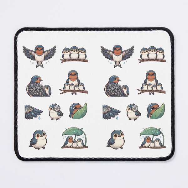 Item preview, Cute Barn Swallow Family Rain Leaf Aesthetics Sticker pack Sheet designed and sold by Rehnair.