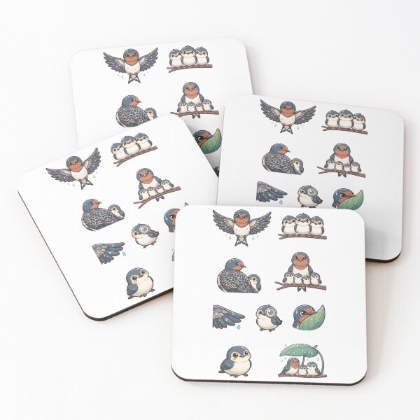 Item preview, Cute Barn Swallow Family Rain Leaf Aesthetics designed and sold by Rehnair.
