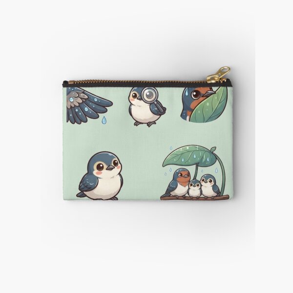 Item preview, Cute Barn Swallow Family Rain Leaf Aesthetics Sticker pack Sheet designed and sold by Rehnair.