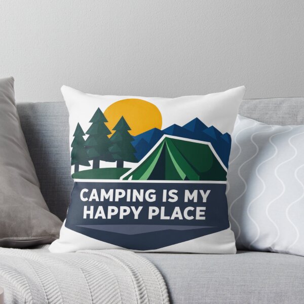 Item preview, Camping Is My Happy Place – Dark Green Geometric Outdoor Badge designed and sold by GabeMountainArt.
