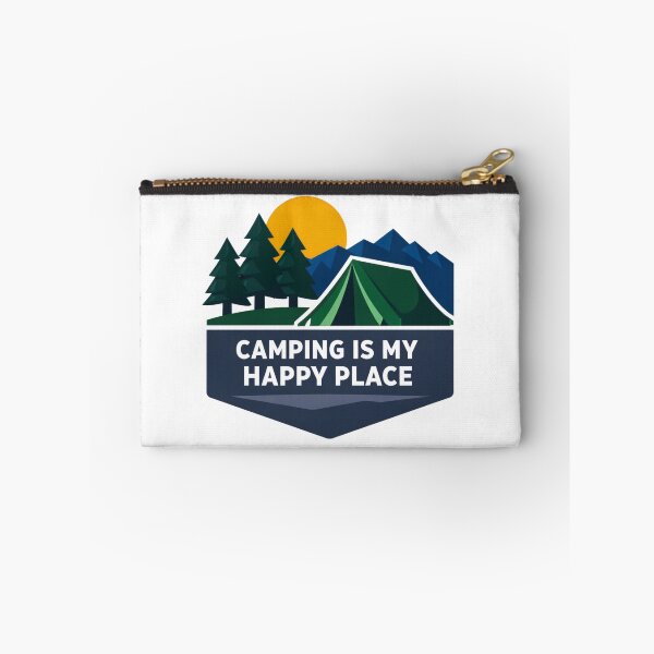 Item preview, Camping Is My Happy Place – Dark Green Geometric Outdoor Badge designed and sold by GabeMountainArt.