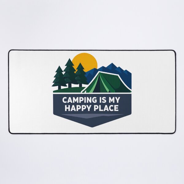 Item preview, Camping Is My Happy Place – Dark Green Geometric Outdoor Badge designed and sold by GabeMountainArt.