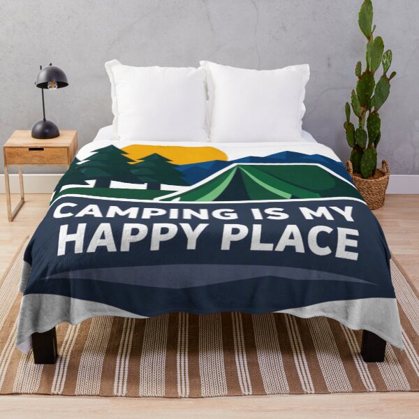 Item preview, Camping Is My Happy Place – Dark Green Geometric Outdoor Badge designed and sold by GabeMountainArt.