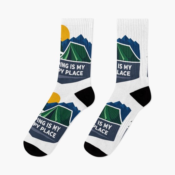 Item preview, Camping Is My Happy Place – Dark Green Geometric Outdoor Badge designed and sold by GabeMountainArt.