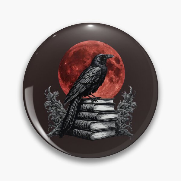 Item preview, Gothic Raven Blood Moon - Dark Academia Library Art designed and sold by Raven Rune Atelier.