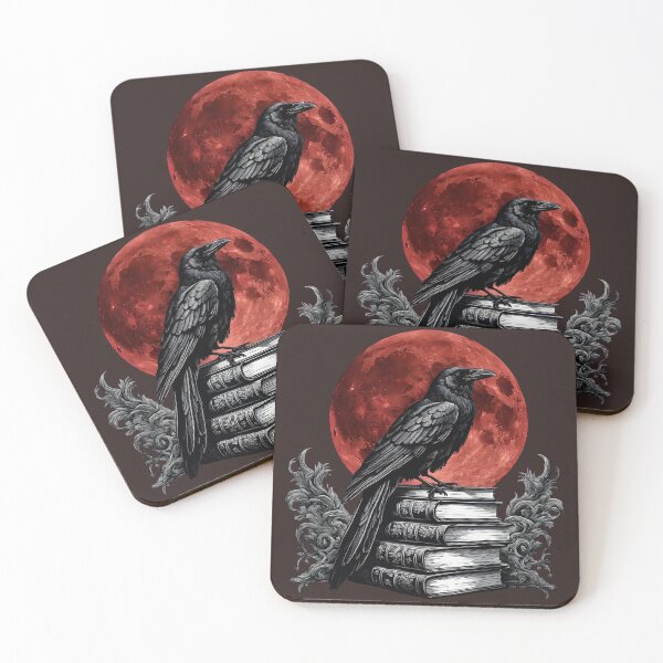Item preview, Gothic Raven Blood Moon - Dark Academia Library Art designed and sold by Raven Rune Atelier.
