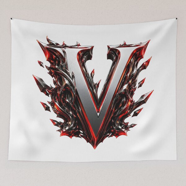 Item preview, Crimson Steel Alphabet of Power Letter V designed and sold by BlissBlvdShop.