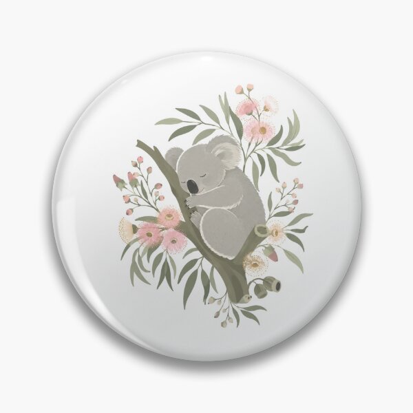 Item preview, Sleeping Koala in Pink Eucalyptus Blossom Australian Spring Garden Art designed and sold by Yellowriversss.