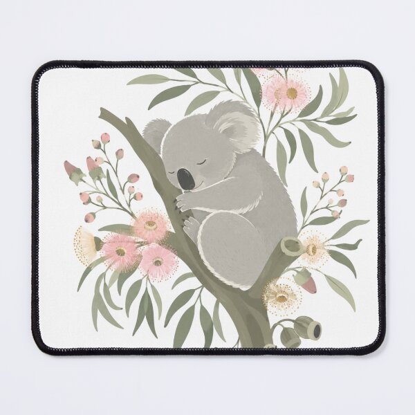 Item preview, Sleeping Koala in Pink Eucalyptus Blossom Australian Spring Garden Art designed and sold by Yellowriversss.