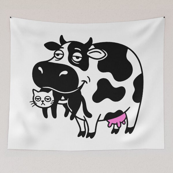 Item preview, A cow chewing a cat designed and sold by Surprised Hen.