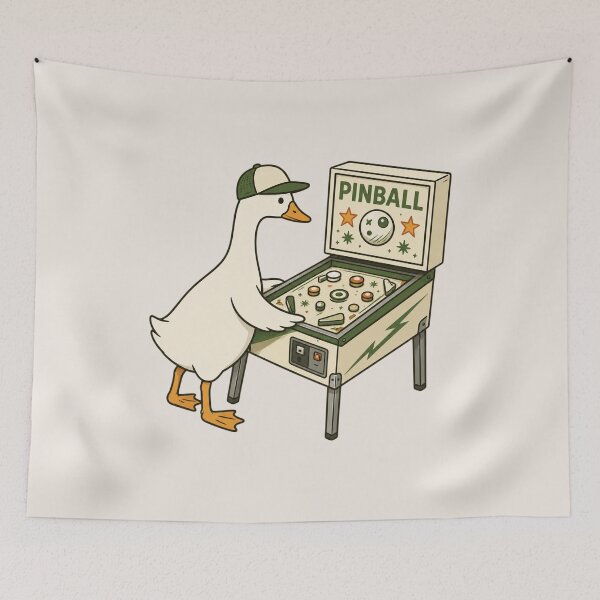 Item preview, Pinball Goose Funny Arcade Gamer, Silly Duck Retro Pinball Machine designed and sold by Quiajia.