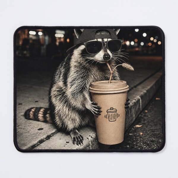 Item preview, Cool Trash Panda Wearing Sunglasses Drinking Iced Coffee Funny designed and sold by Unique personality⭐⭐⭐⭐⭐.