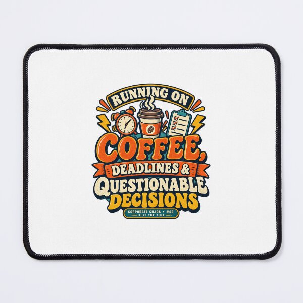 Item preview, Running on Coffee, Deadlines & Questionable Decisions – Funny Office Humor designed and sold by SLAYTHESPACE.