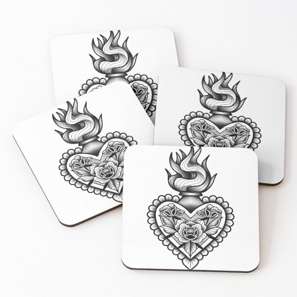 Item preview, Sacred Heart Rose Blackwork Tattoo Art designed and sold by StevieRaeStudio.
