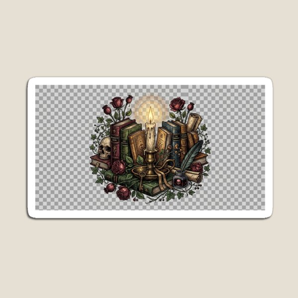 Item preview, Antique candle surrounded by old books designed and sold by VelvetWild.
