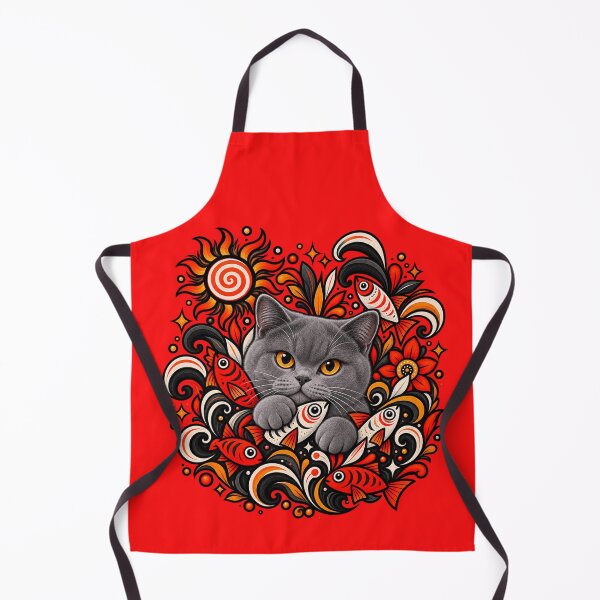 Item preview, British Shorthair Folk Art - Psychedelic Sun & Fishes Graphic Pattern designed and sold by PixelsPaws.