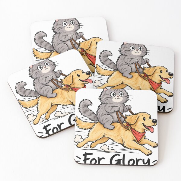 Item preview, Funny Cat Riding Dog For Glory – Cute Doodle Cat Lover Adventure Design designed and sold by TeehMeow.