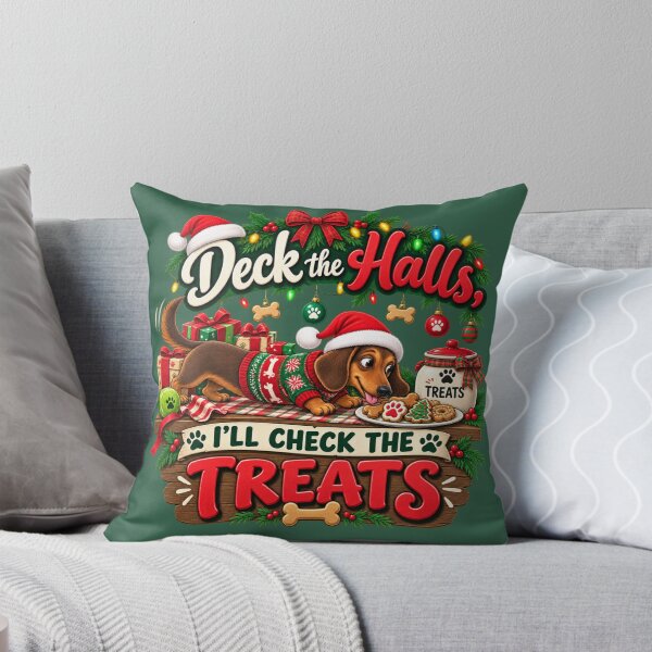Item preview, Dachshund Christmas Deck the Halls I'll Check the Treats designed and sold by PunchDrop.