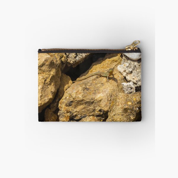 Item preview,  Green Lizard Basking on Sunlit Rocks, Closeup Reptile on Rocky Wall in Natural Habitat designed and sold by Nmallia.