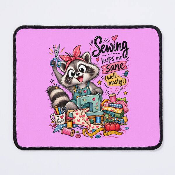 Item preview, Funny Sewing Raccoon – Cute Seamstress & Sewing Lover Design designed and sold by EverStitchStudio ★★★★★.