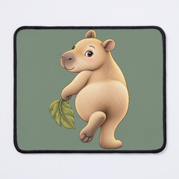 Item preview, Cute Baby Capybara with Leaf Cartoon designed and sold by PrintGo26.