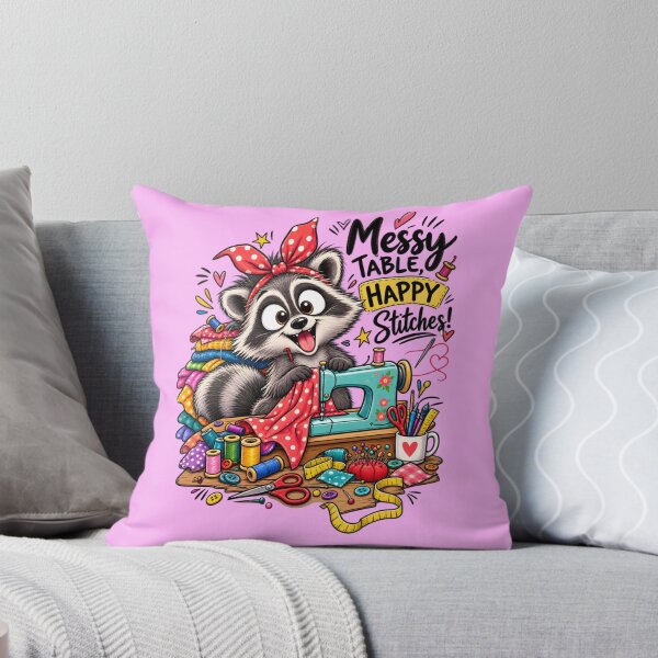 Item preview, Funny Sewing Raccoon – Cute Seamstress & Sewing Lover Design designed and sold by EverStitchStudio ★★★★★.