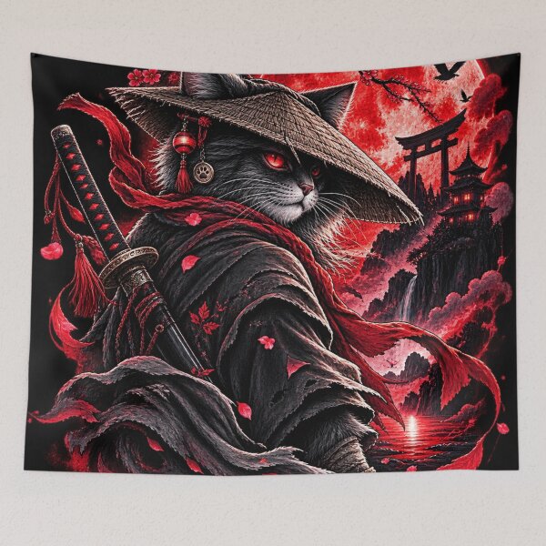 Item preview, Ronin Cat — Japanese Samurai Warrior Under the Blood Moon designed and sold by RenderSpace.