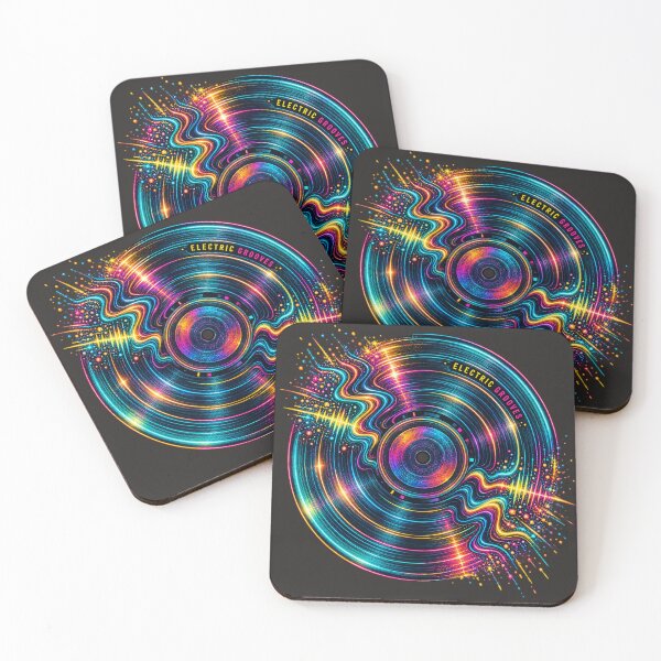 Item preview, Electric Grooves – Abstract Neon Vinyl Record designed and sold by Golden Era Studio.