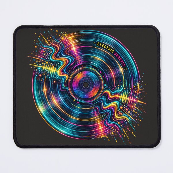 Item preview, Electric Grooves – Abstract Neon Vinyl Record designed and sold by Golden Era Studio.