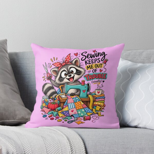 Item preview, Funny Sewing Raccoon – Cute Seamstress & Sewing Lover Design designed and sold by EverStitchStudio ★★★★★.