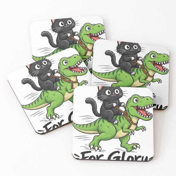 Item preview, Funny Black Cat Riding T-Rex – For Glory Dinosaur Cat Lover Doodle designed and sold by TeehMeow.