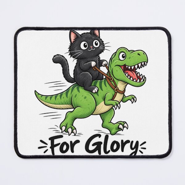 Item preview, Funny Black Cat Riding T-Rex – For Glory Dinosaur Cat Lover Doodle designed and sold by TeehMeow.
