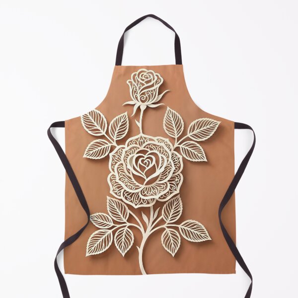Item preview, 3D Paper Cut Rose Wall Art Print | Terracotta Warm Orange Botanical Poster | Intricate White Rose Silhouette | Boho Modern Floral Decor designed and sold by SergioMiklos.
