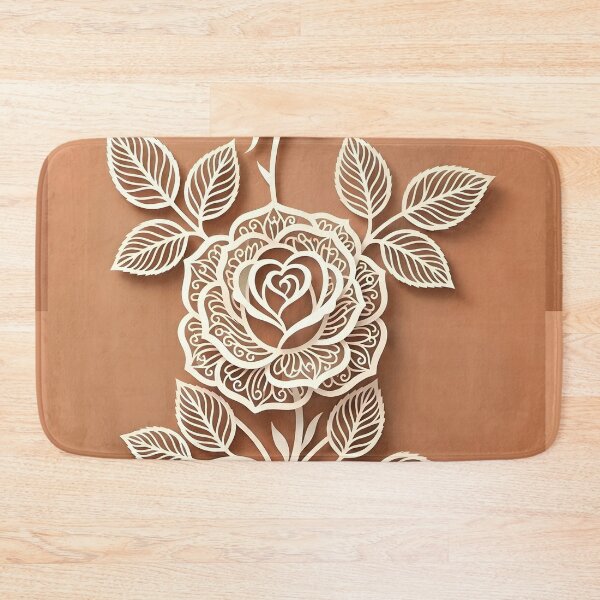Item preview, 3D Paper Cut Rose Wall Art Print | Terracotta Warm Orange Botanical Poster | Intricate White Rose Silhouette | Boho Modern Floral Decor designed and sold by SergioMiklos.