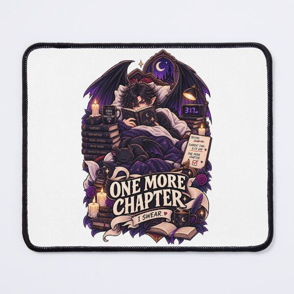 Item preview, One More Chapter I Swear – Funny Dark Romantasy Book Lover Chibi designed and sold by JPCuteDesign.