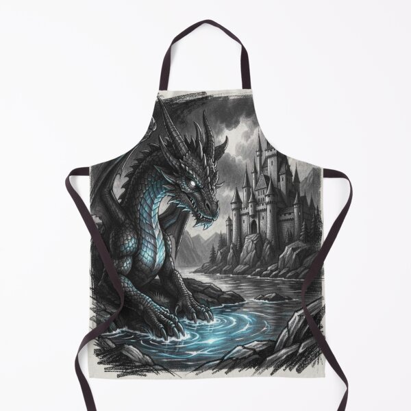 Item preview, Fantasy Dragon Scene with blue glow in front of ancient castle designed and sold by FotoworldEdel.