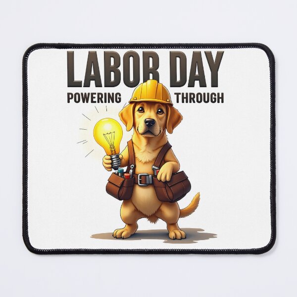 Item preview, LABOR DAY POWERING THROUGH GOLDEN RETRIEVER ELECTRICIAN DOG ART designed and sold by PawsStudioAU.