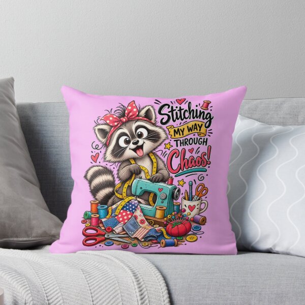 Item preview, Funny Sewing Raccoon – Cute Seamstress & Sewing Lover Design designed and sold by EverStitchStudio ★★★★★.