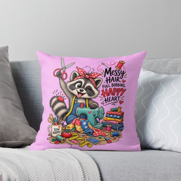 Item preview, Funny Sewing Raccoon – Cute Seamstress & Sewing Lover Design designed and sold by EverStitchStudio ★★★★★.