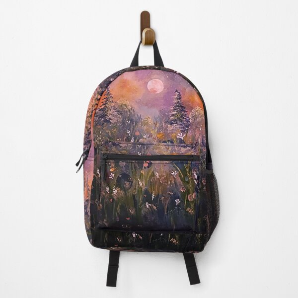 Item preview, Twilight Pine Forest Pink Moon Landscape designed and sold by ArtistsAtticWI.