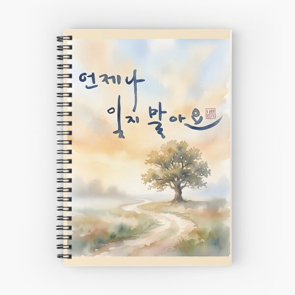 Item preview, Korean Calligraphy Never Forget with Watercolor Landscape designed and sold by K-Brush.