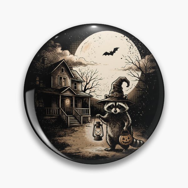Item preview, funny Vintage Spooky Raccoon Halloween full moon gift designed and sold by Amzkao.