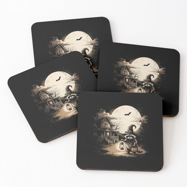 Item preview, funny Vintage Spooky Raccoon Halloween full moon gift designed and sold by Amzkao.