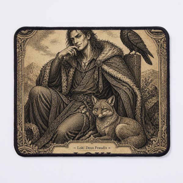 Item preview, Loki Norse Mythology - Ivory Vintage Viking Engraving Art designed and sold by SunnyDesign82.