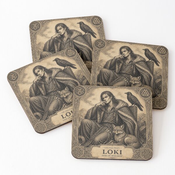 Item preview, Loki Norse Mythology - Ivory Vintage Viking Engraving Art designed and sold by SunnyDesign82.